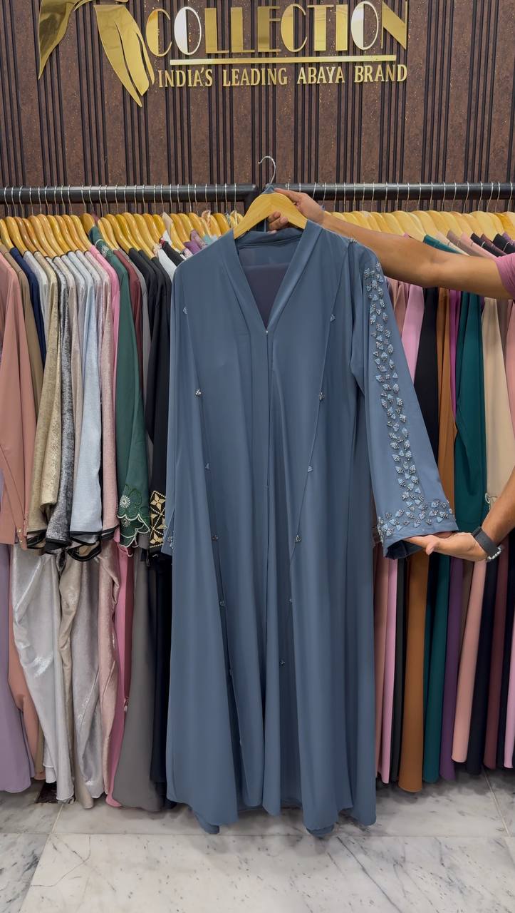 AL-HANA FRONT OPEN ABAYA | GRAY