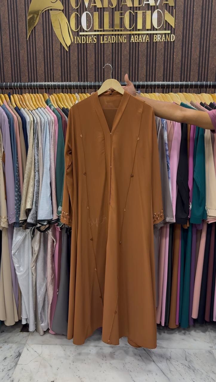 AL-HANA FRONT OPEN ABAYA | COPPER