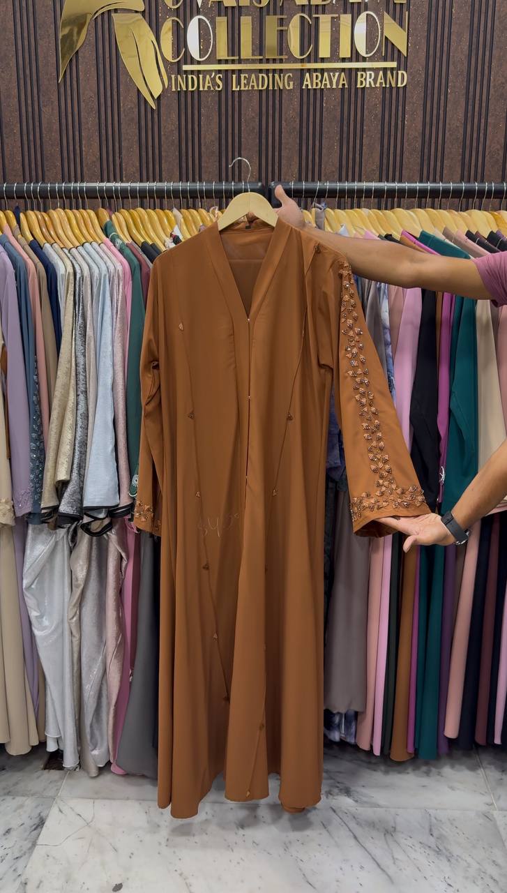 AL-HANA FRONT OPEN ABAYA | COPPER
