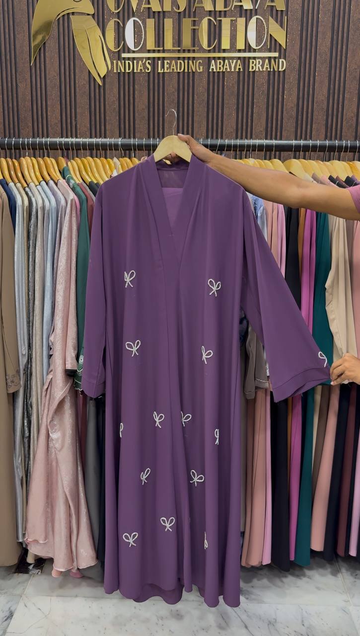 Laya Luxe – Front Open Bow Abaya | PURPLE