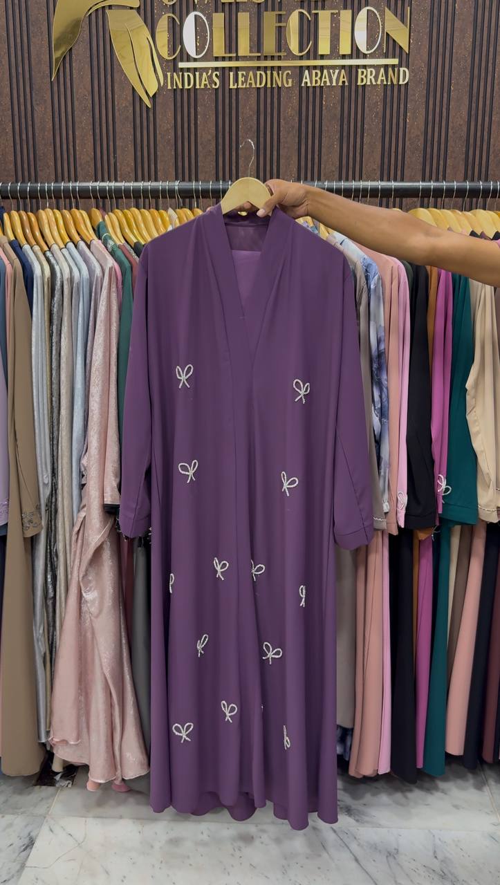 Laya Luxe – Front Open Bow Abaya | PURPLE