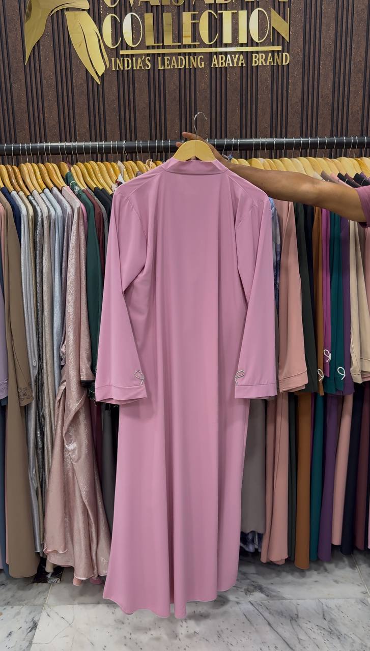 Laya Luxe – Front Open Bow Abaya | PINK