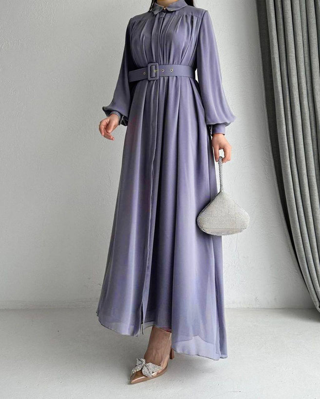 NOOR FRONT OPEN ABAYA | GRAY