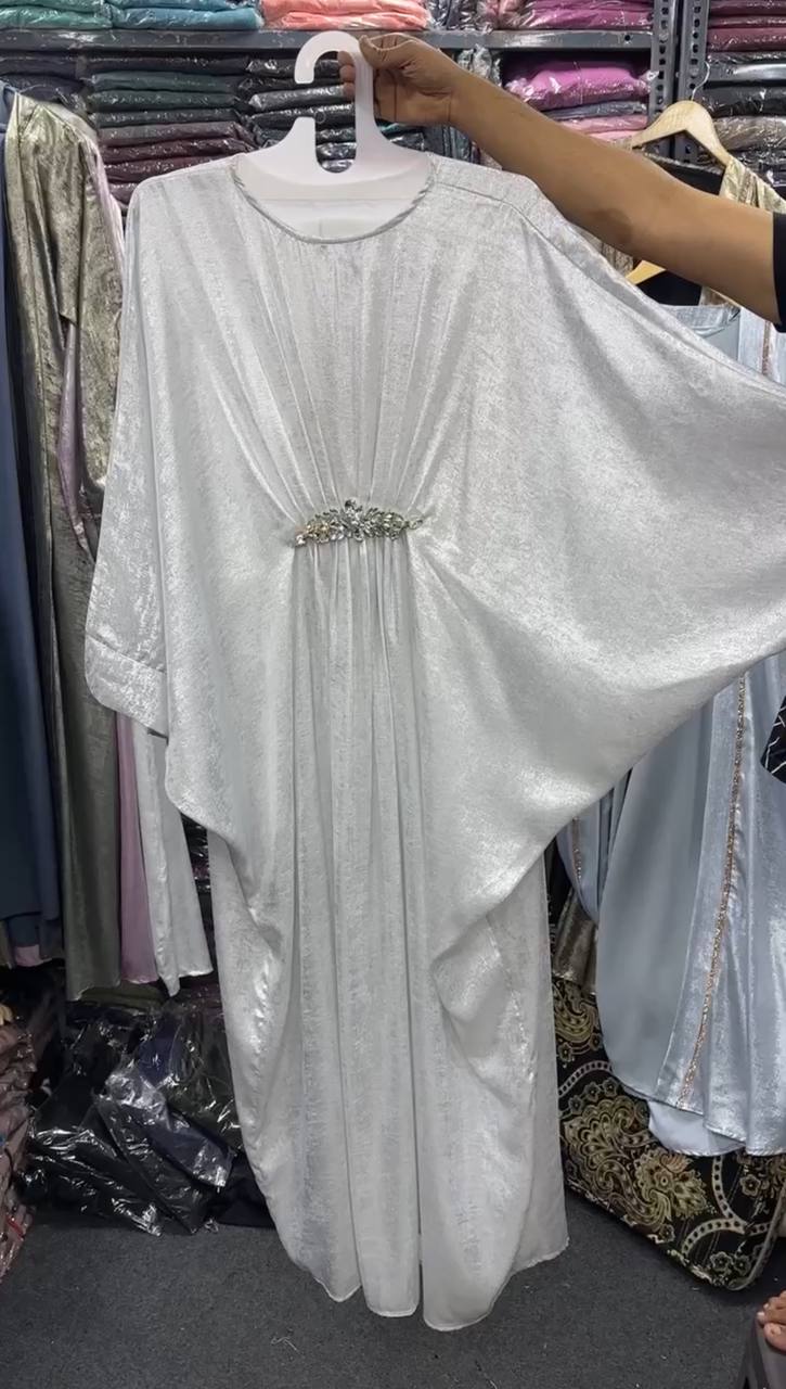 Turkey Kaftan Broach Abaya WHITE ( Imported Edition )