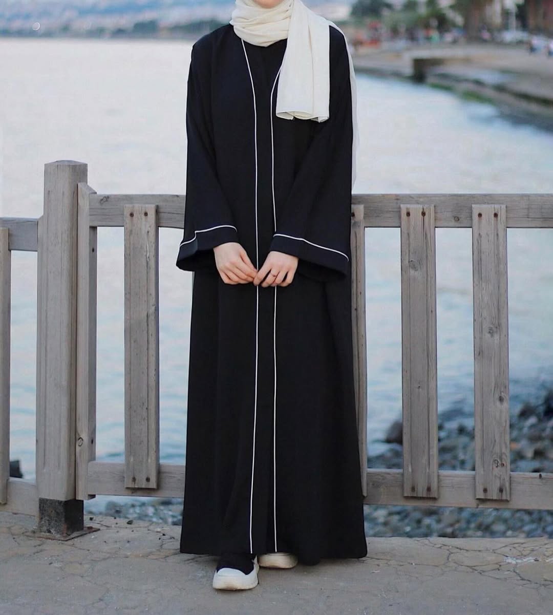 Aasia Front Open Pipin Abaya - BLACK ( NEW LAUNCH )