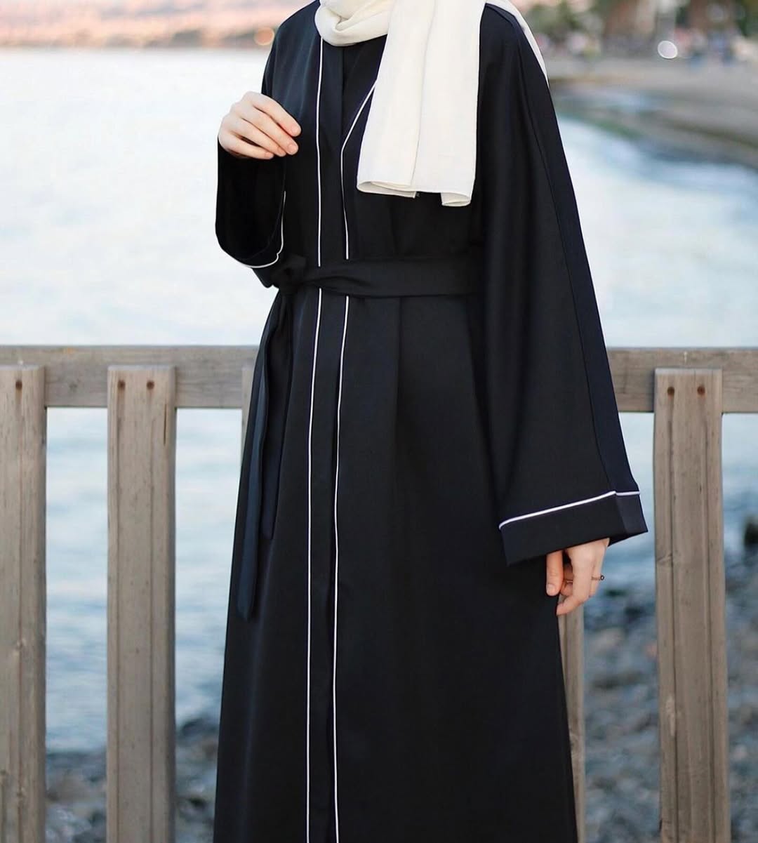 Aasia Front Open Pipin Abaya - BLACK ( NEW LAUNCH )