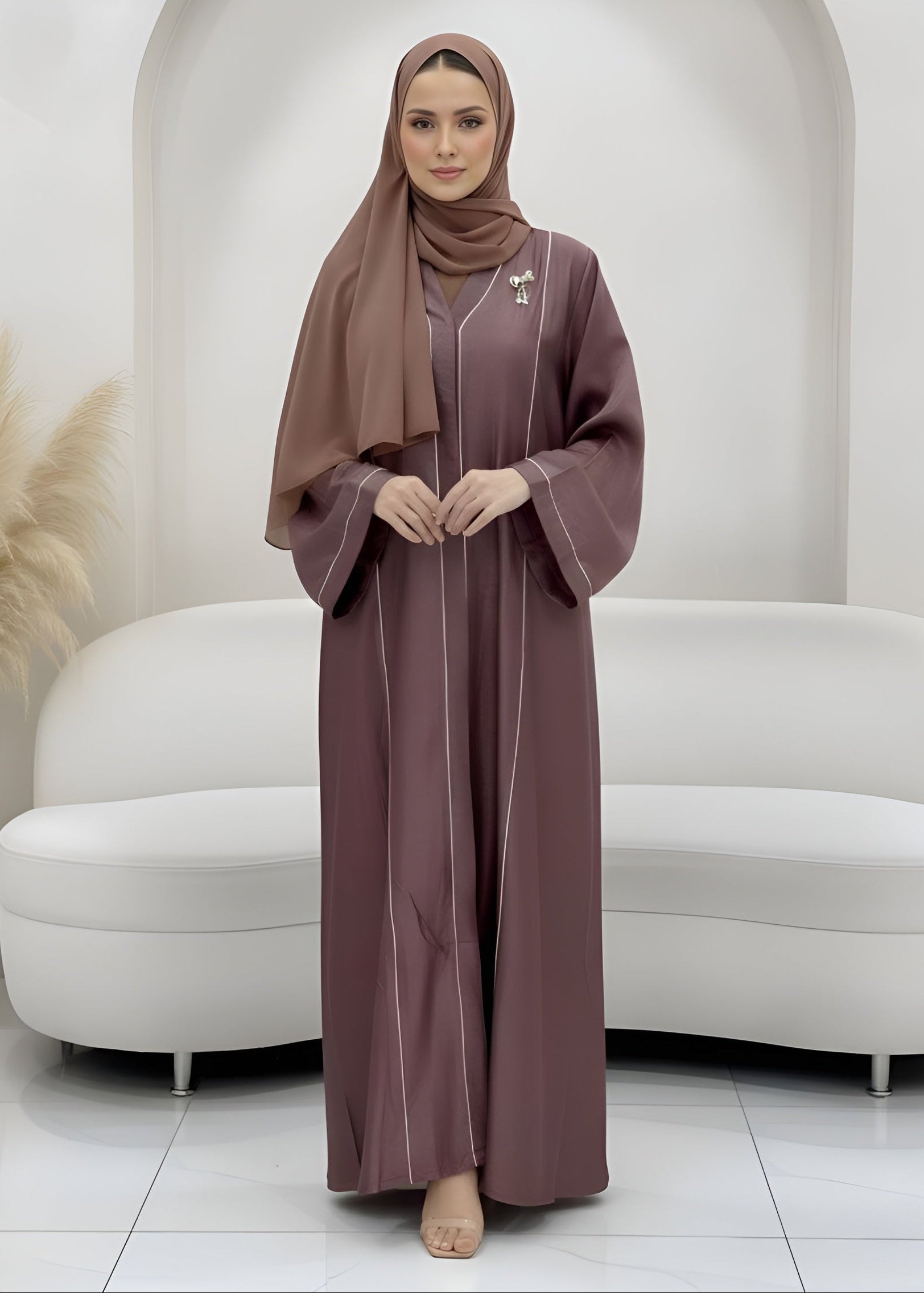 AMARA FRONT OPEN ABAYA | DUSTY PINK