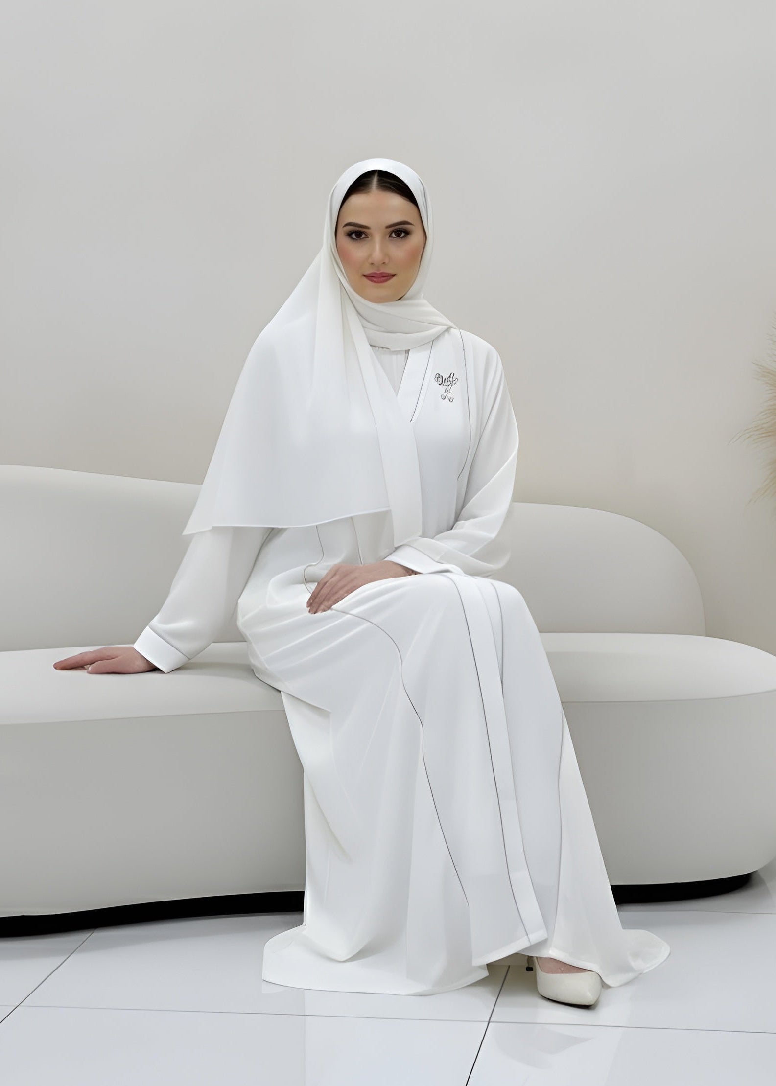 AMARA FRONT OPEN ABAYA | WHITE