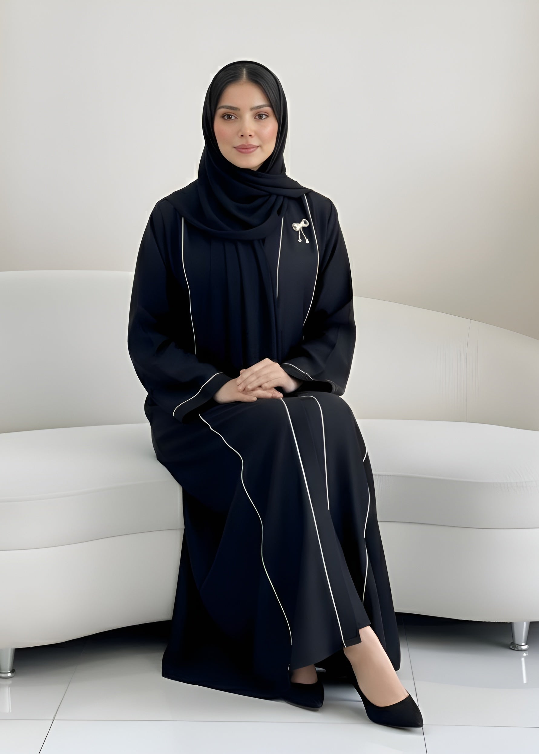 AMARA FRONT OPEN ABAYA | BLACK