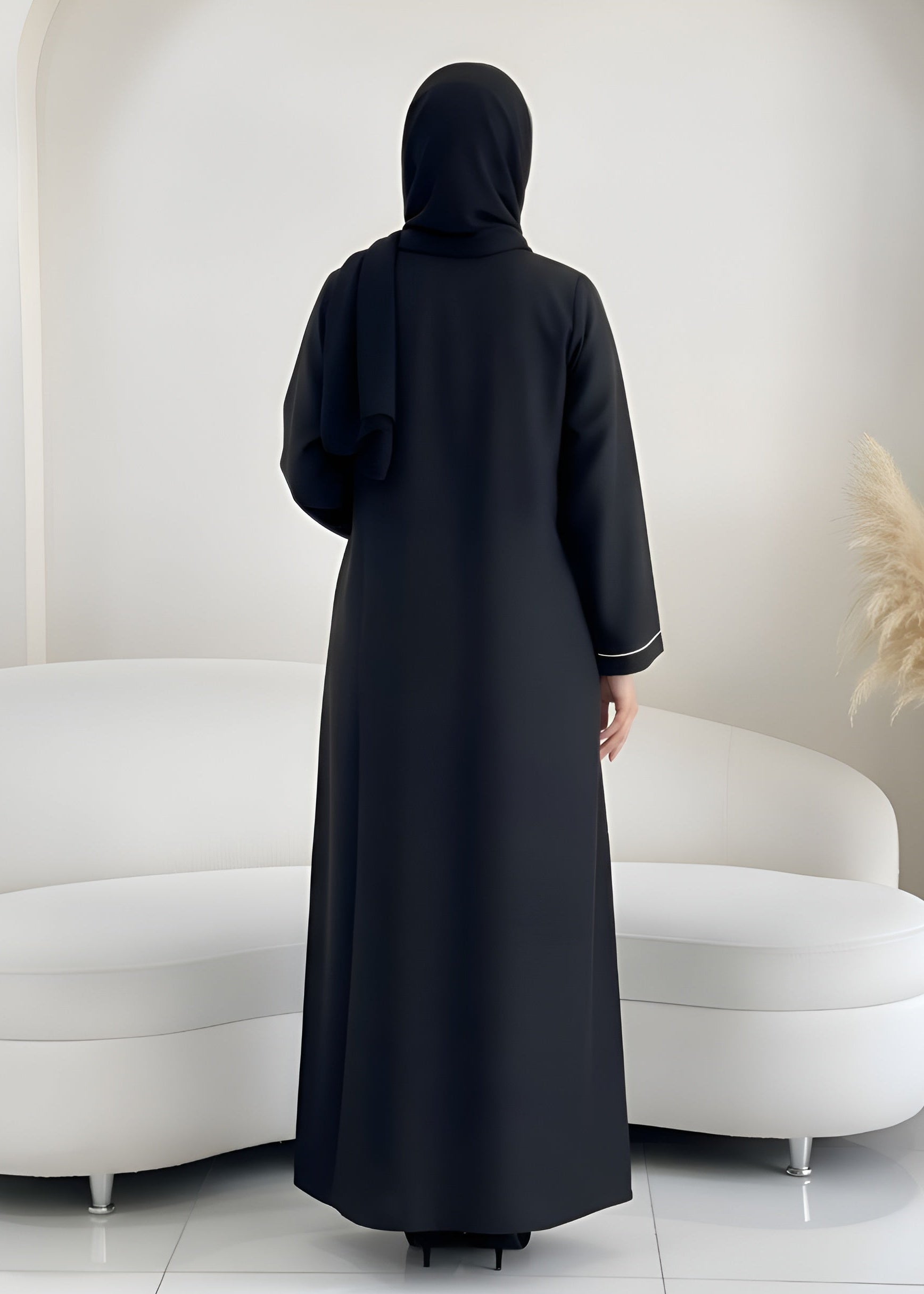 AMARA FRONT OPEN ABAYA | BLACK