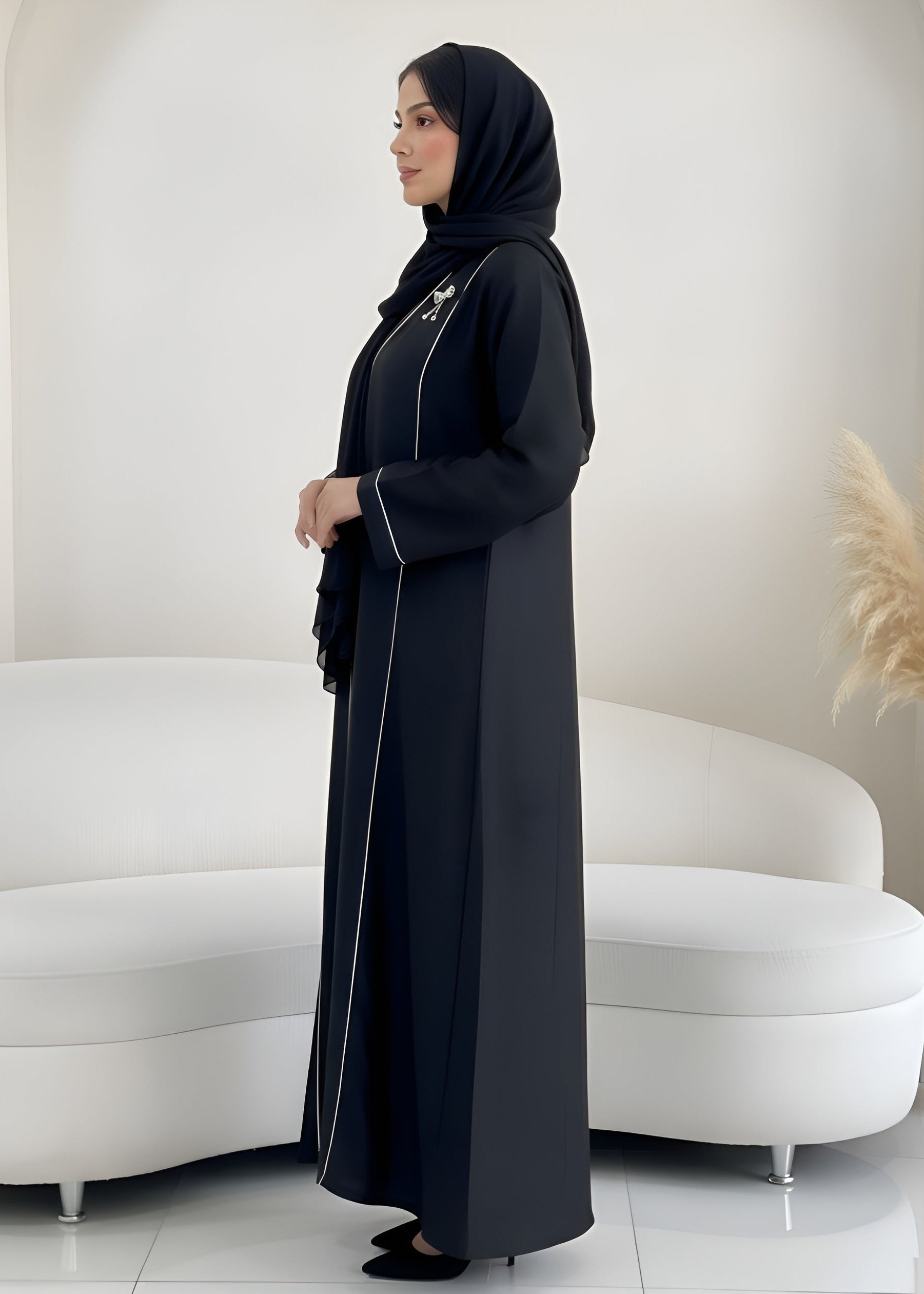 AMARA FRONT OPEN ABAYA | BLACK