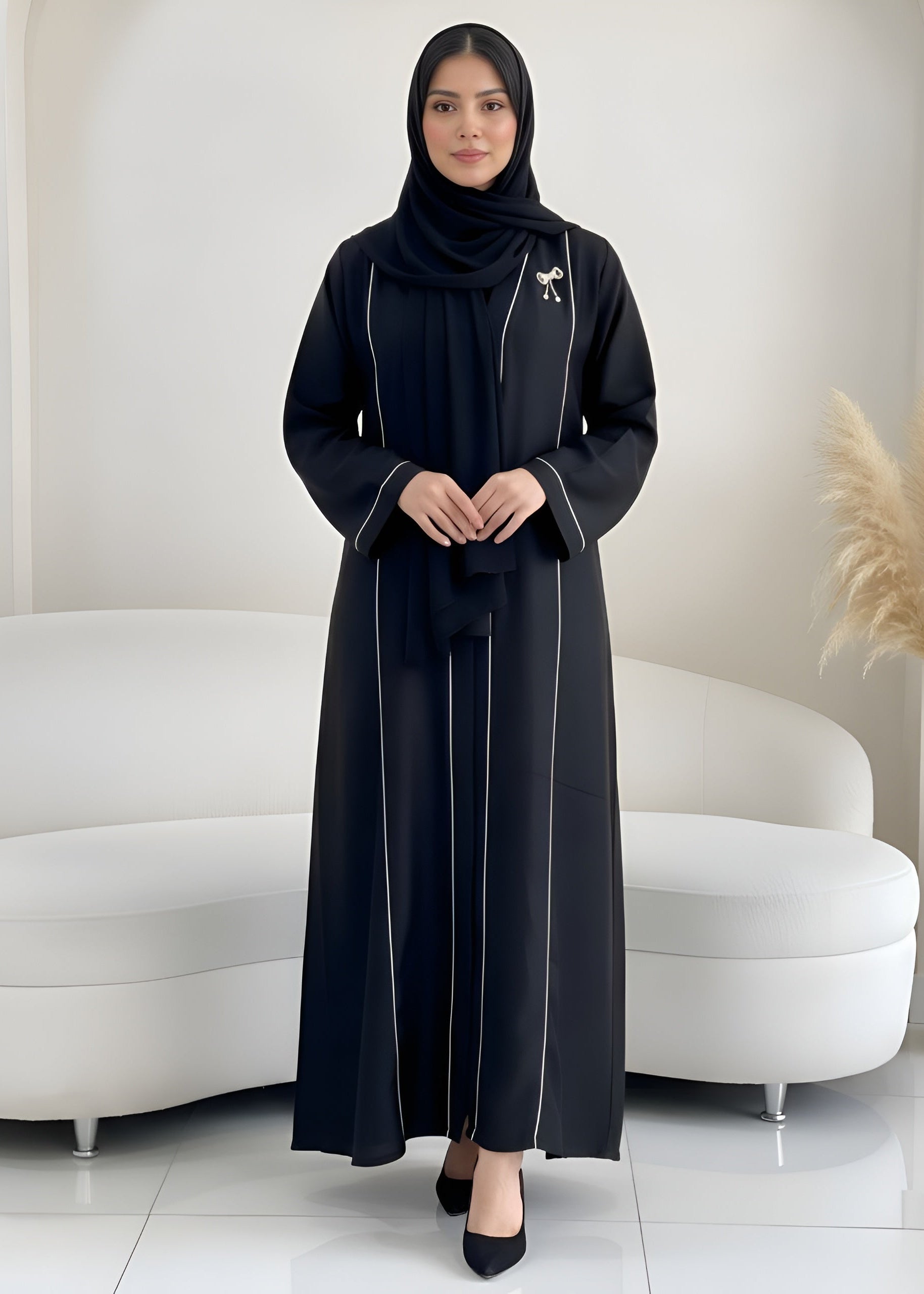 AMARA FRONT OPEN ABAYA | BLACK