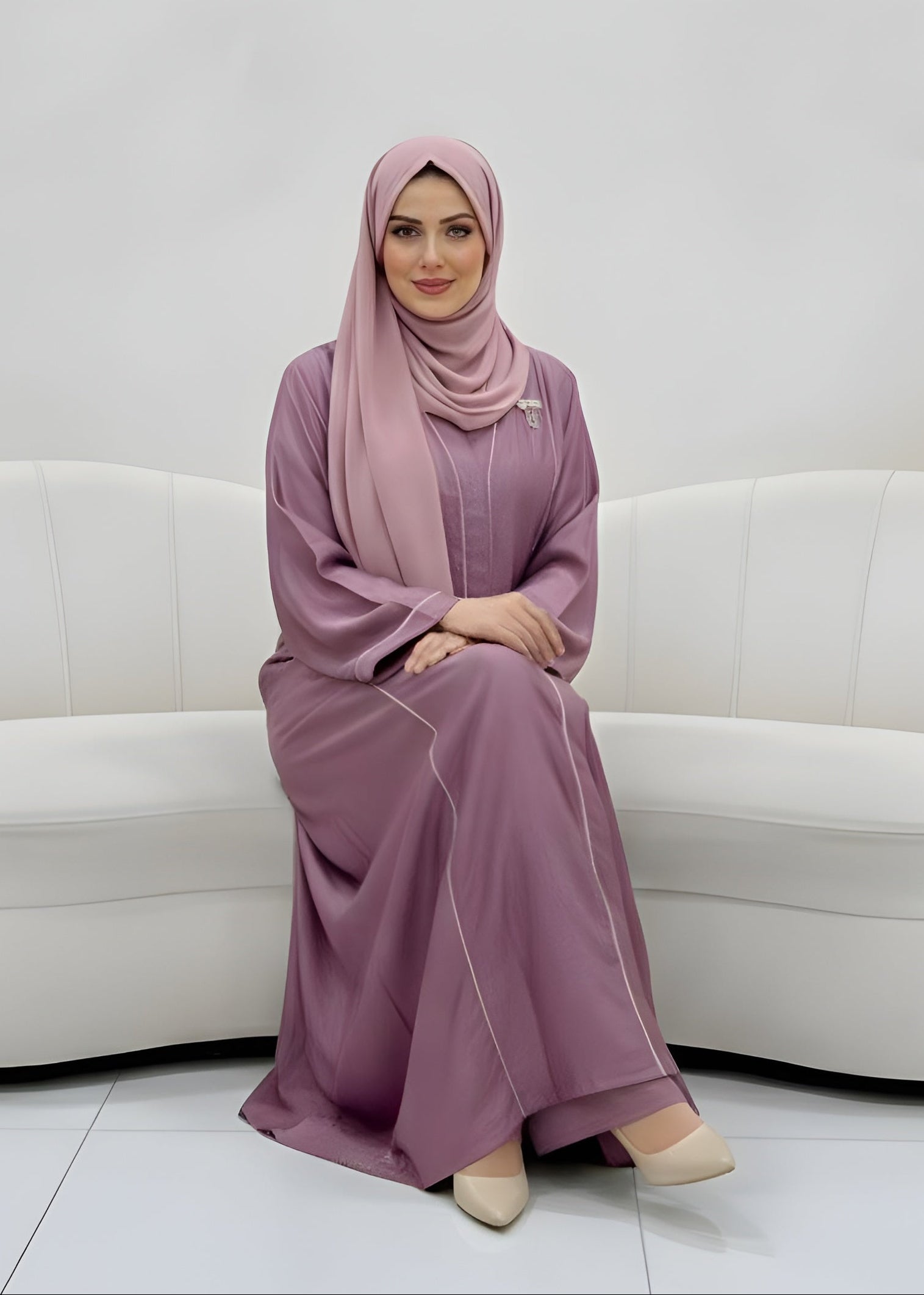 AMARA FRONT OPEN ABAYA | PINK
