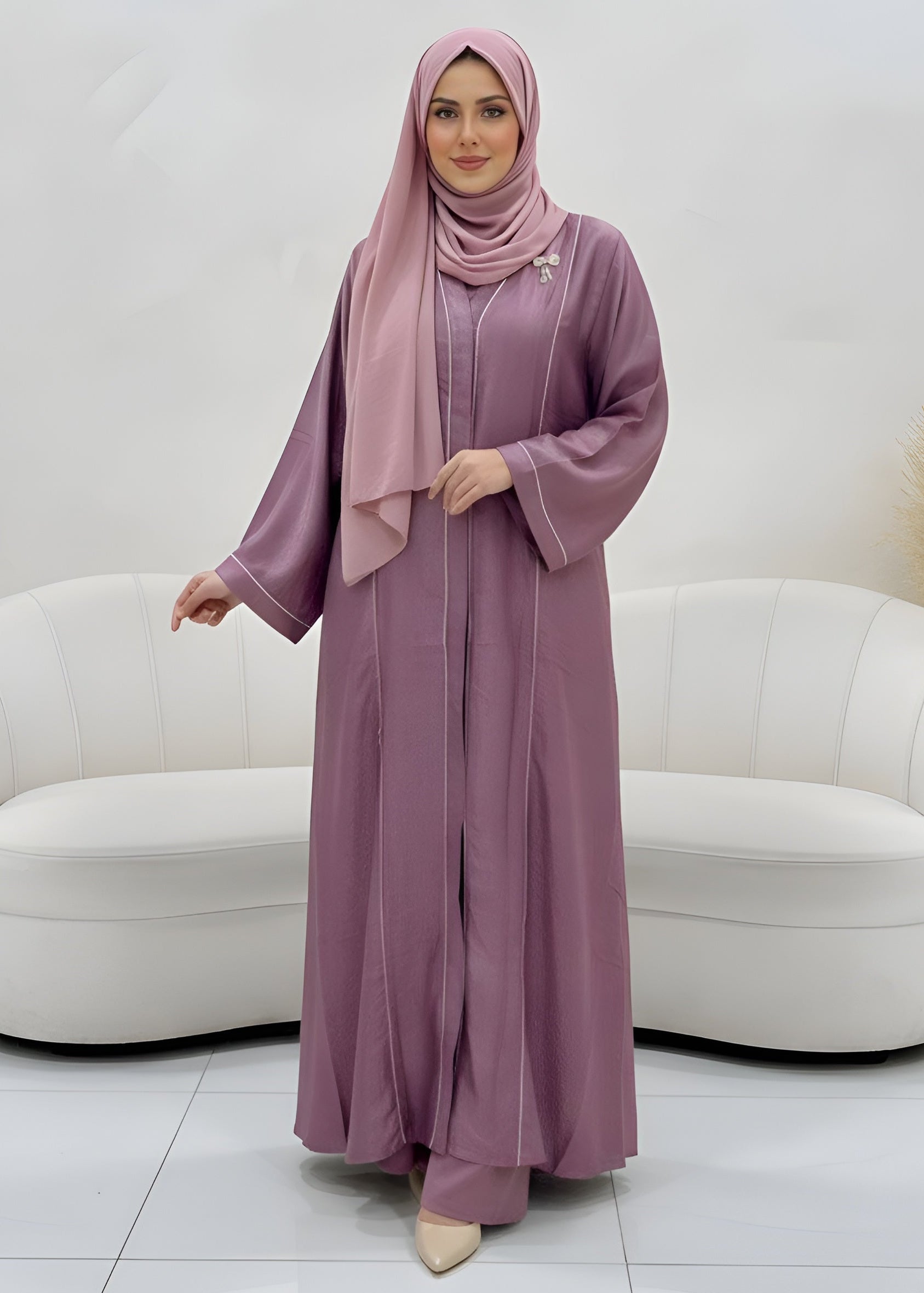 AMARA FRONT OPEN ABAYA | PINK