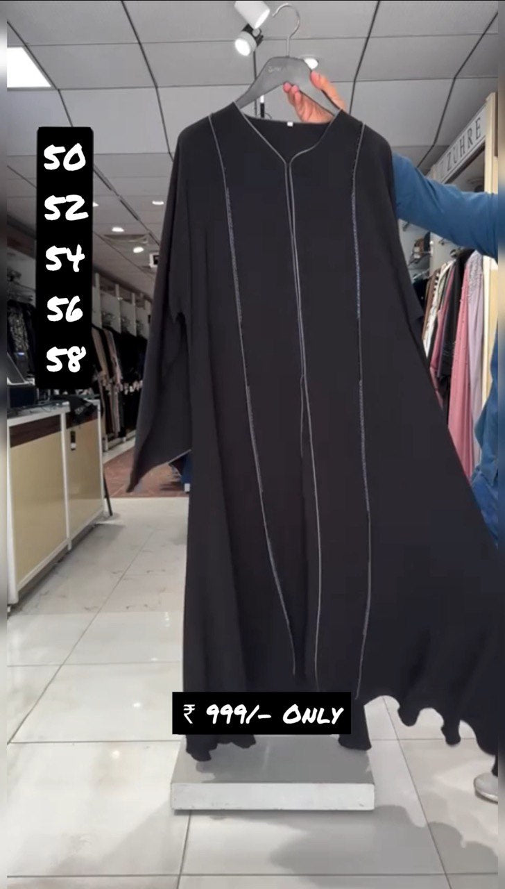 Maham Front Open Handwork Abaya ( GREY PIPIN )