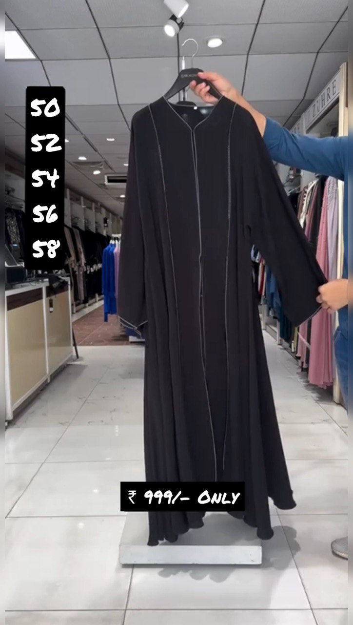 Maham Front Open Handwork Abaya ( GREY PIPIN )