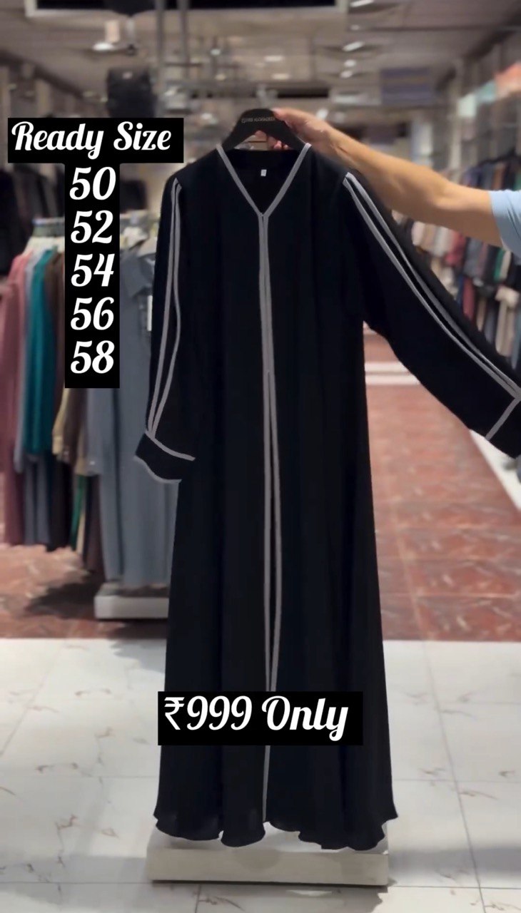 Hadiya Front Open Cimono Piping Abaya ( Limited - Stock )