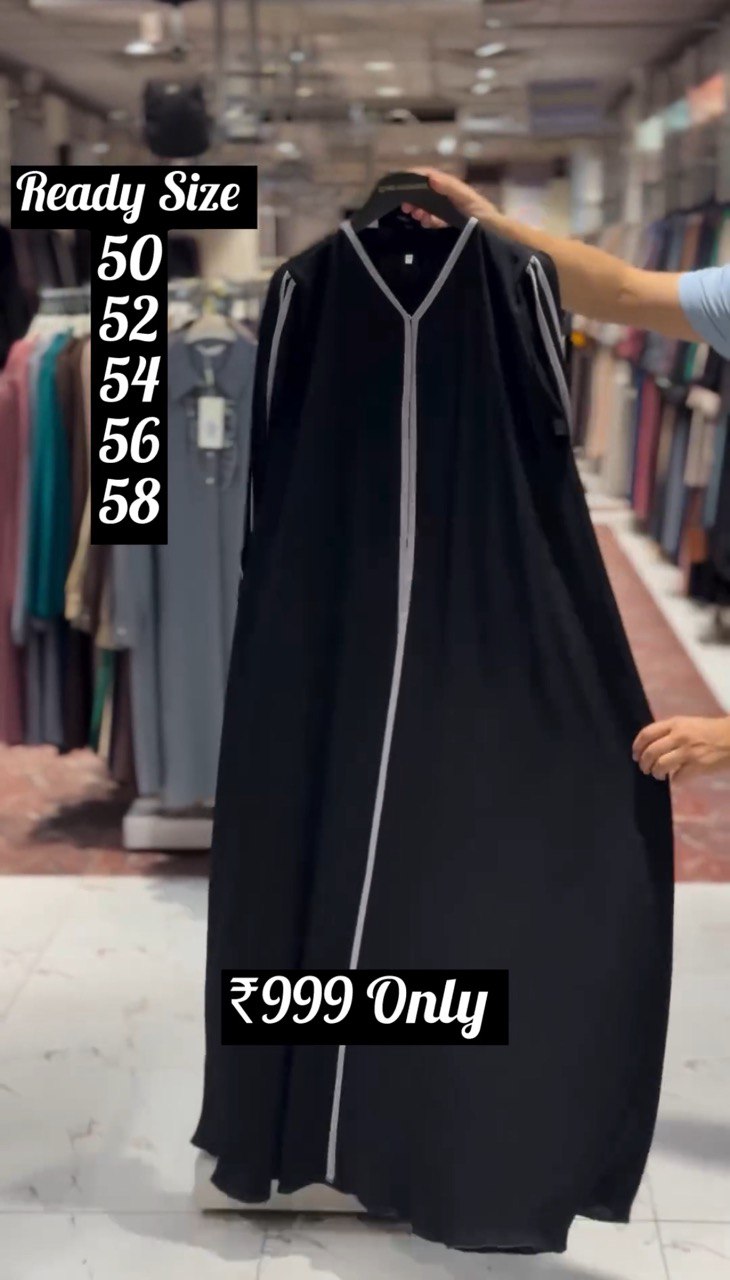 Hadiya Front Open Cimono Piping Abaya ( Limited - Stock )