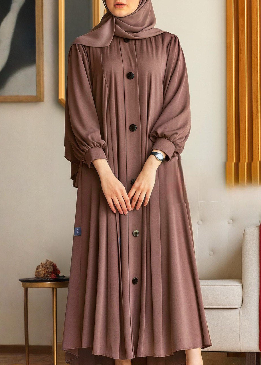 DAILYWEAR BUTTON ABAYA | GHESTNUT LITE
