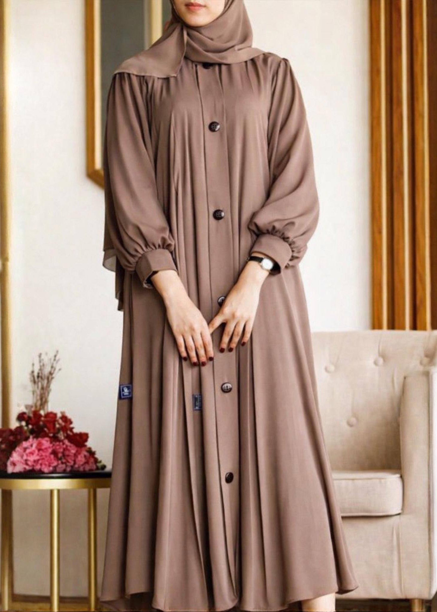 DAILYWEAR BUTTON ABAYA | BEIGE