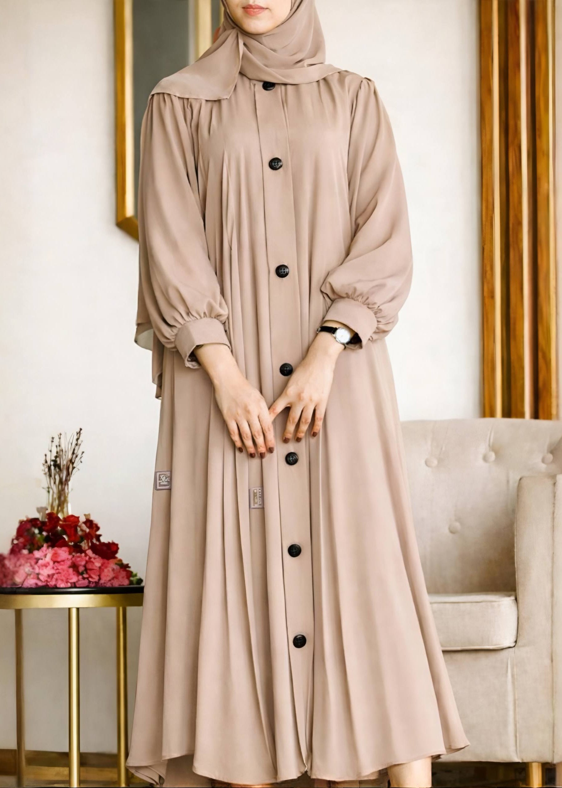 DAILYWEAR BUTTON ABAYA | NUDE