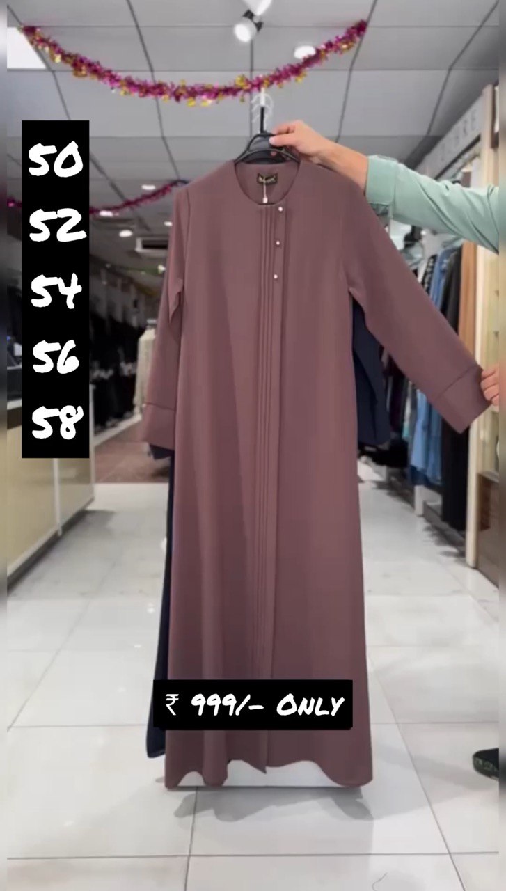 Madiha Front Open Zipper Abaya DUSTY PINK ( Limited - Stock )