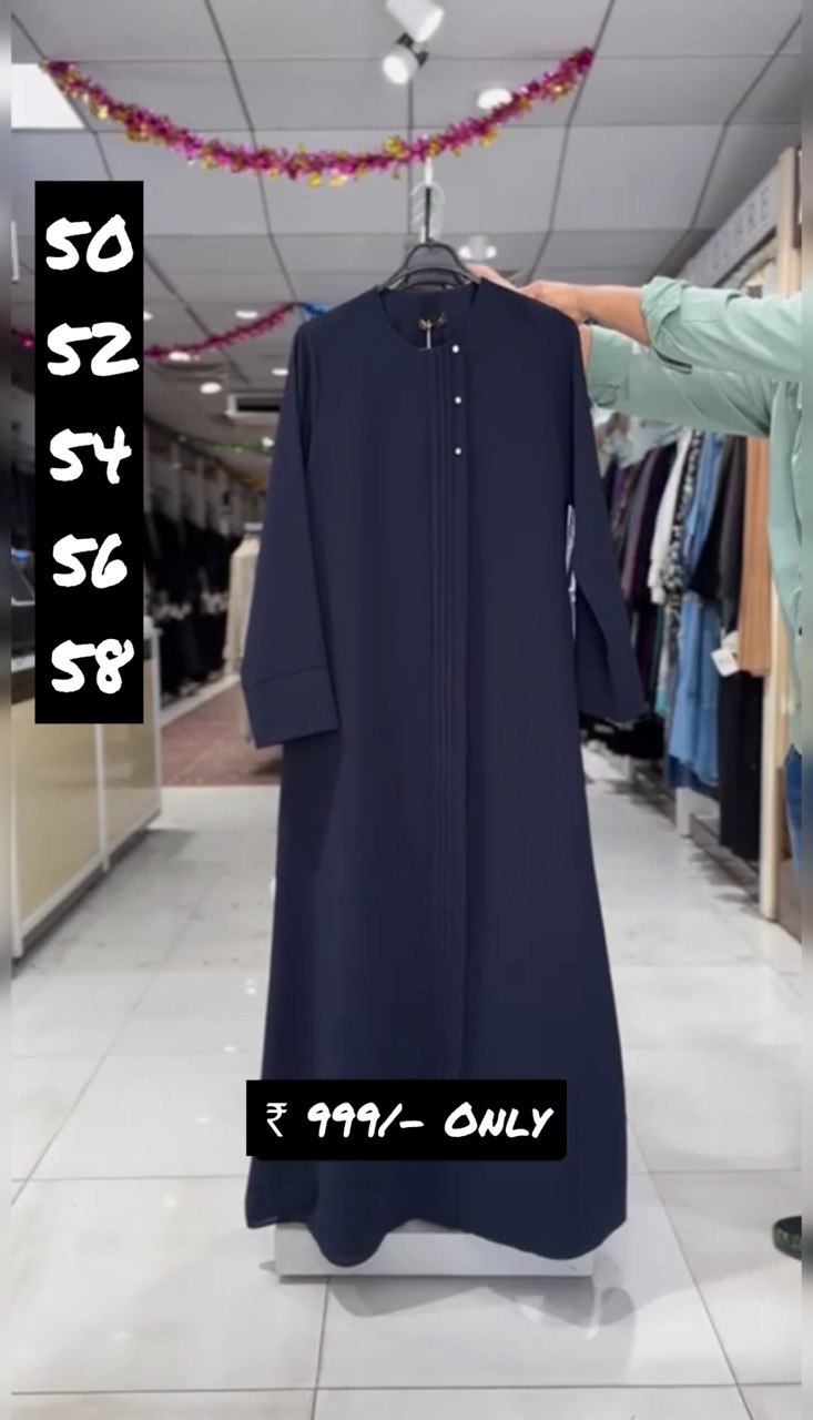 Madiha Front Open Zipper Abaya BLUE ( Limited - Stock )