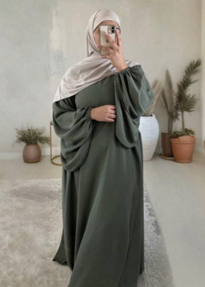MARYAM BALLOON SLEEVE ABAYA | SLASH GRAY
