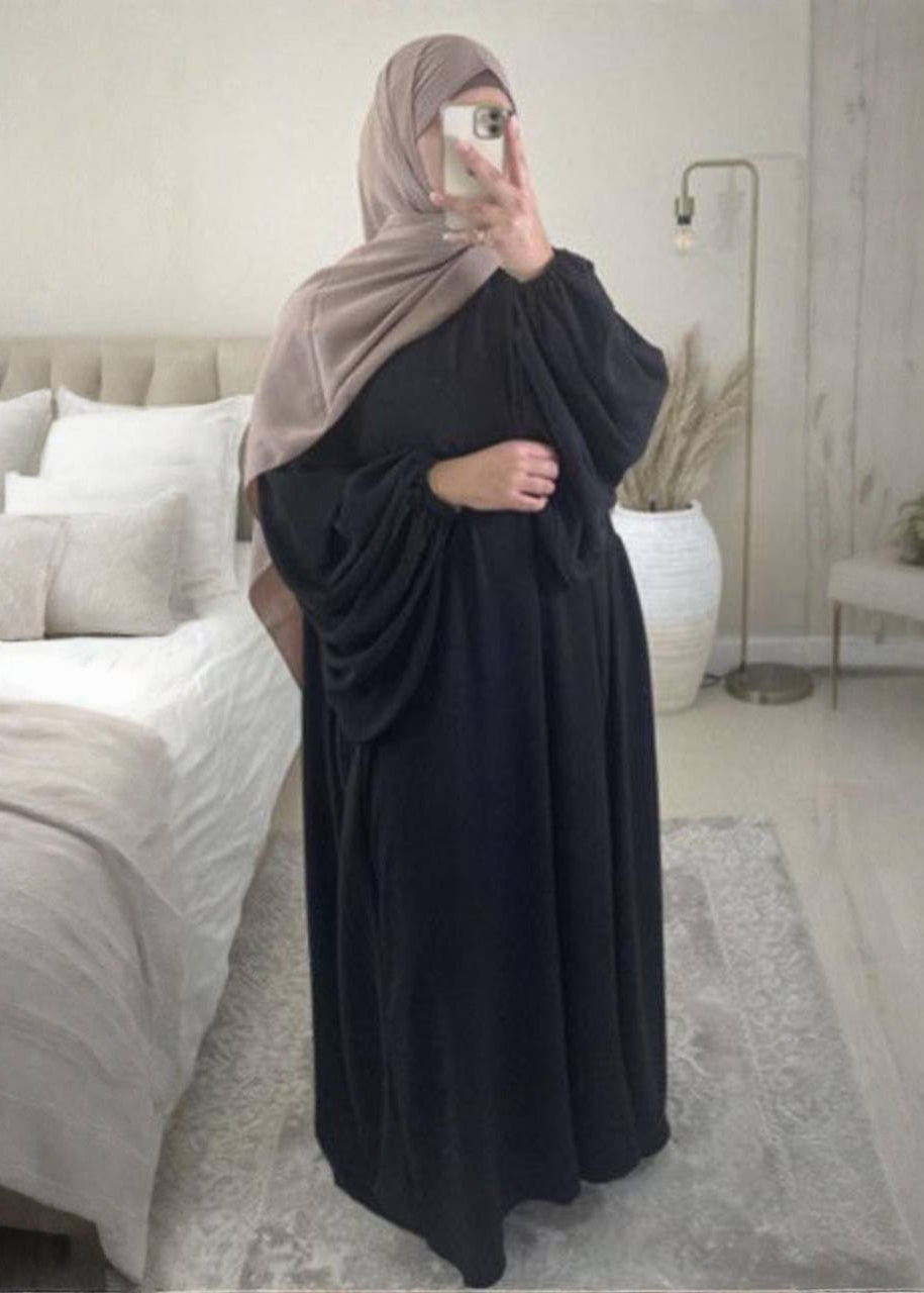 MARYAM BALLOON SLEEVE ABAYA | BLACK