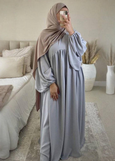 MARYAM BALLOON SLEEVE ABAYA | SAND GREY