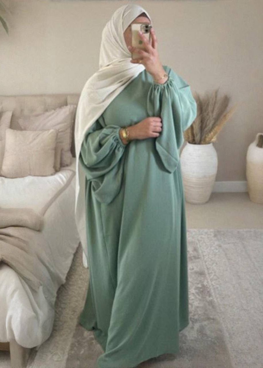 MARYAM BALLOON SLEEVE ABAYA | SEA GREEN