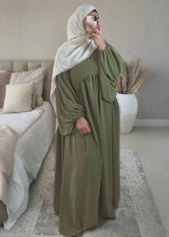 MARYAM BALLOON SLEEVE ABAYA | GREEN