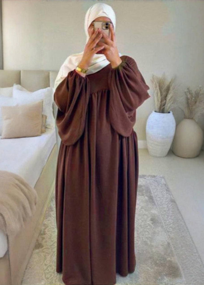 MARYAM BALLOON SLEEVE ABAYA | COFFEE