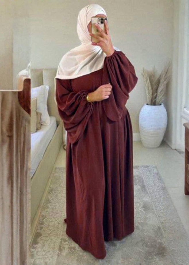MARYAM BALLOON SLEEVE ABAYA | MAROON