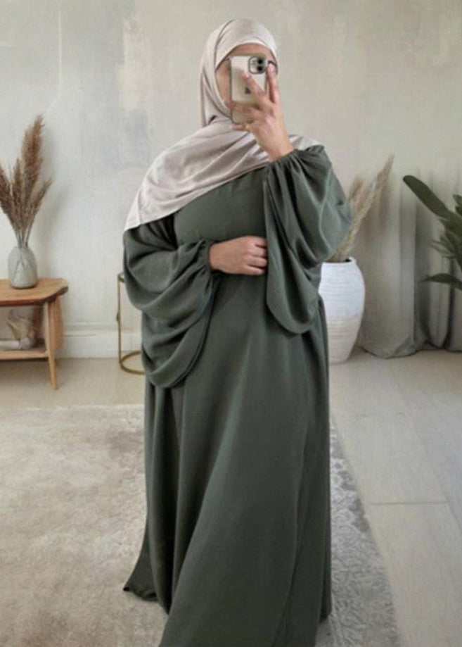 MARYAM BALLOON SLEEVE ABAYA | OLIVE