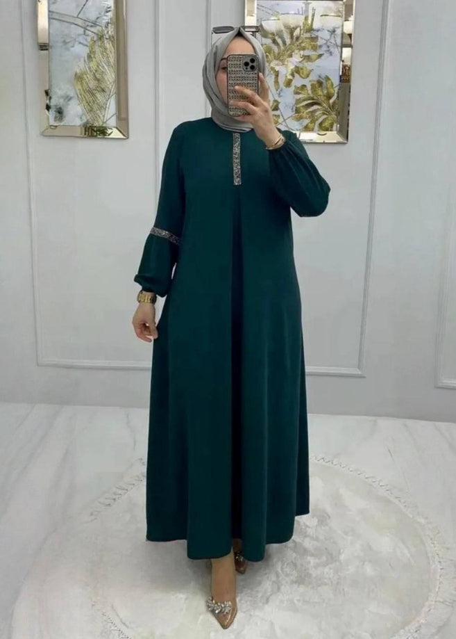 6001 - AASH BASIC ABAYA | FLOW TEAL