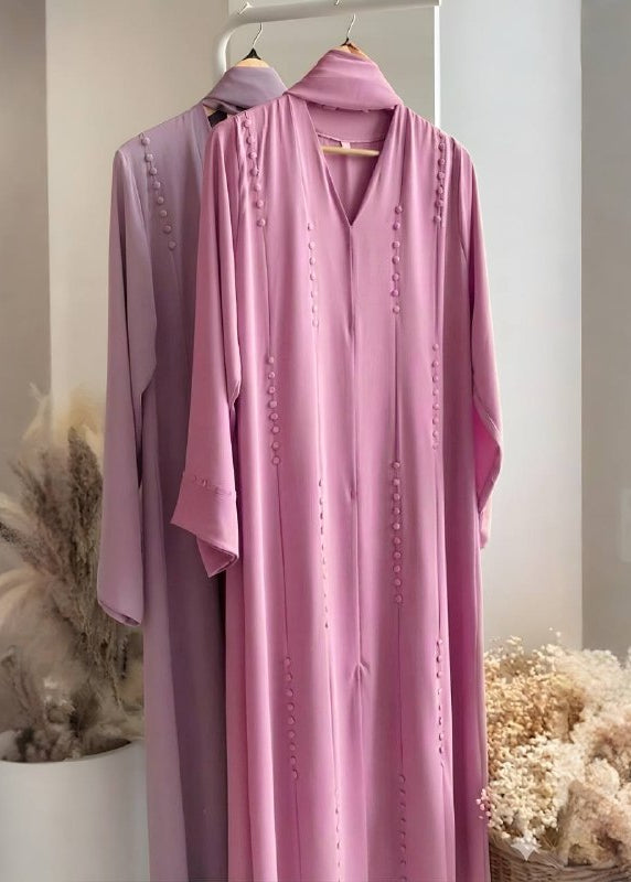 MAROOKH FRONT OPEN ABAYA | LITE PINK