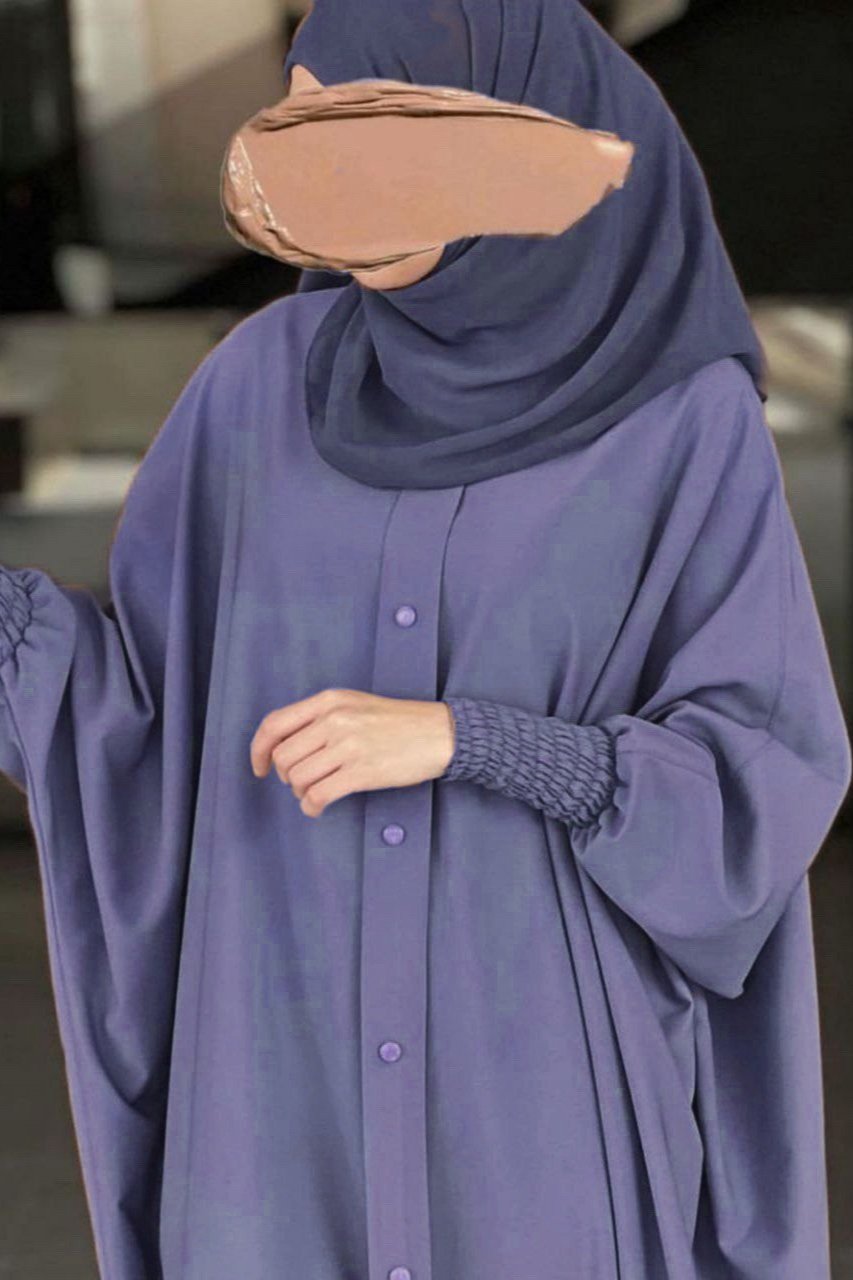 Shaziya puff Sleeves Button Kaftan Abaya - GRAY ( New Launch )