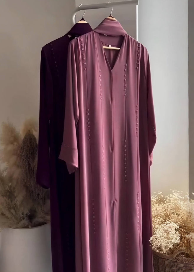 MAROOKH FRONT OPEN ABAYA | PINK