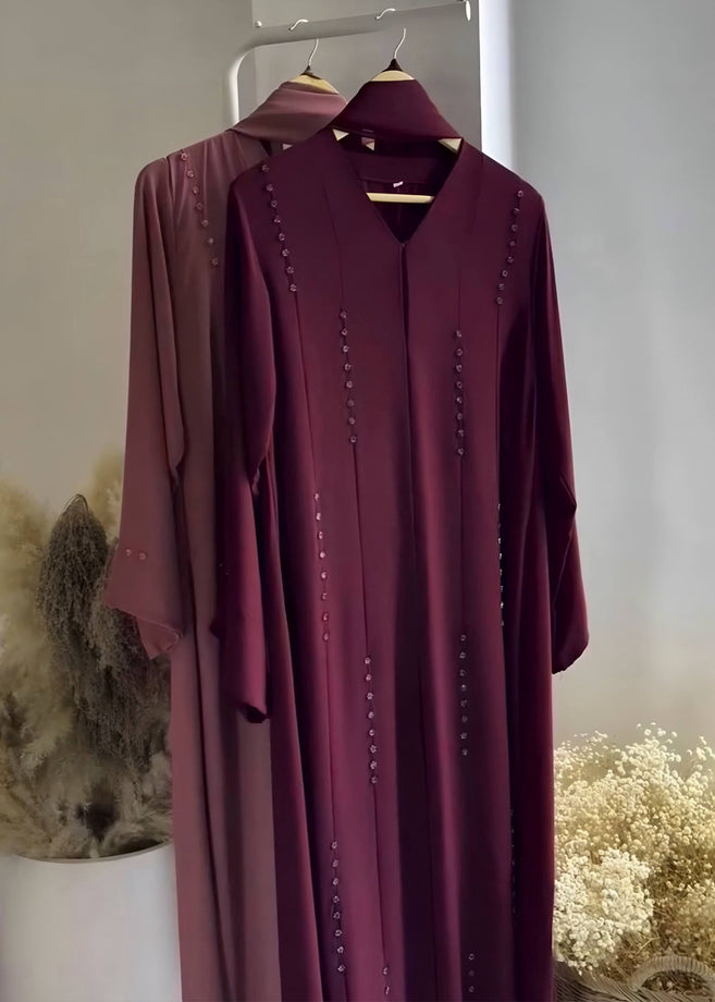 MAROOKH FRONT OPEN ABAYA | WINE