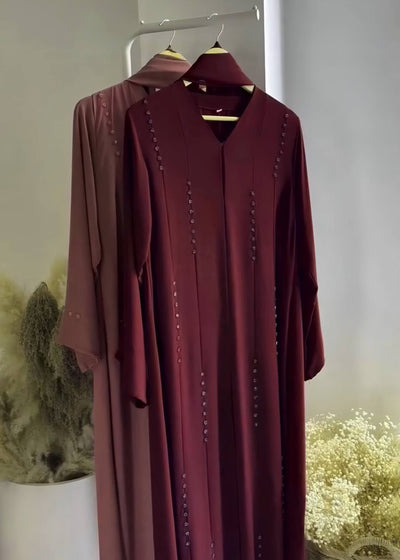 MAROOKH FRONT OPEN ABAYA | MAROON