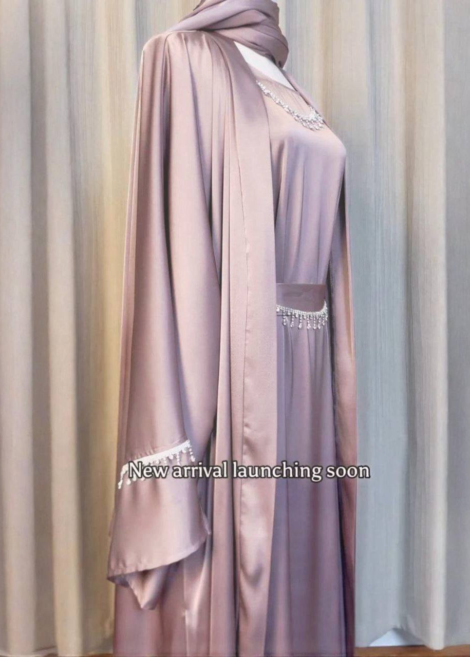 SAFFIA DOUBLE SHRUG LACE ABAYA | P-NUDE
