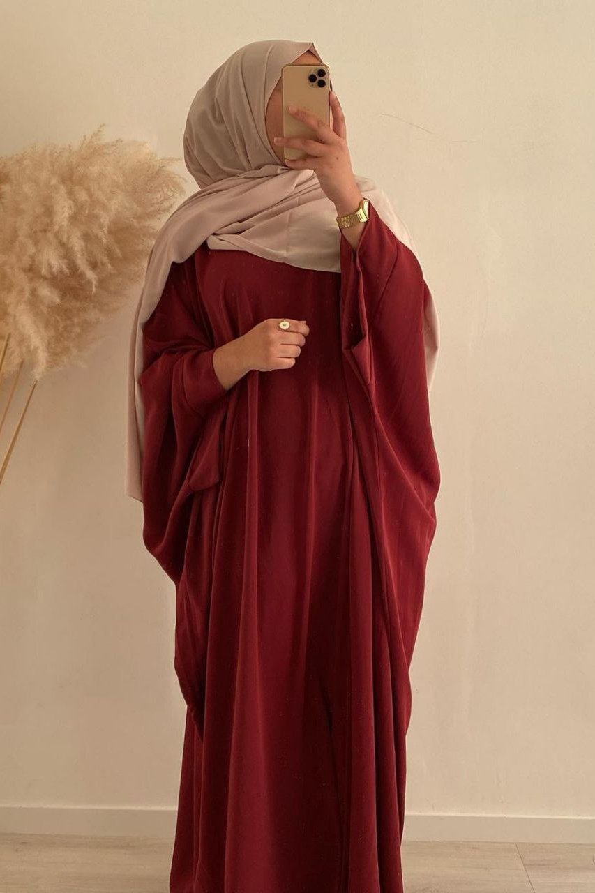 Arebiyan Kaftan Abaya ( NEW - MAHROON )