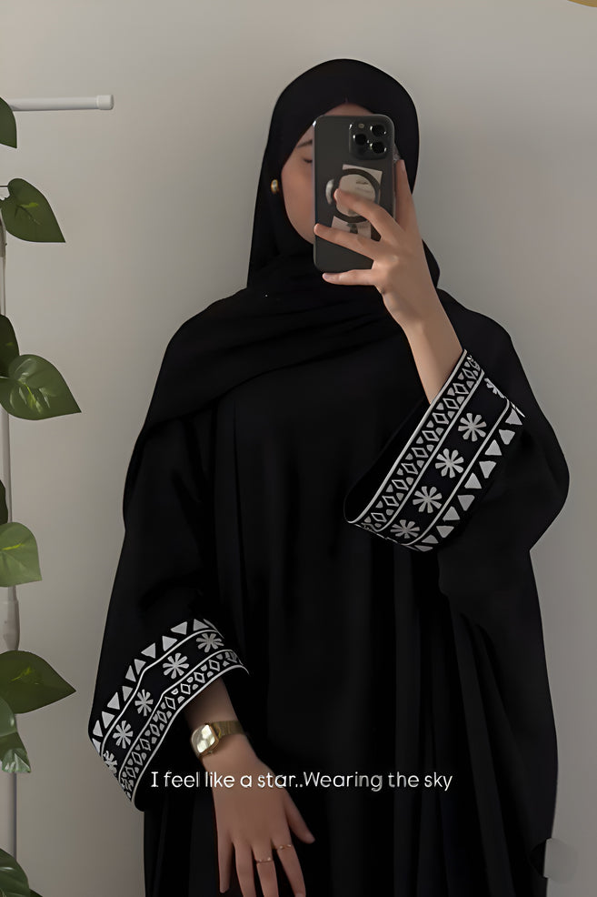 NAZISH EMBROIDERY ABAYA | BLACK
