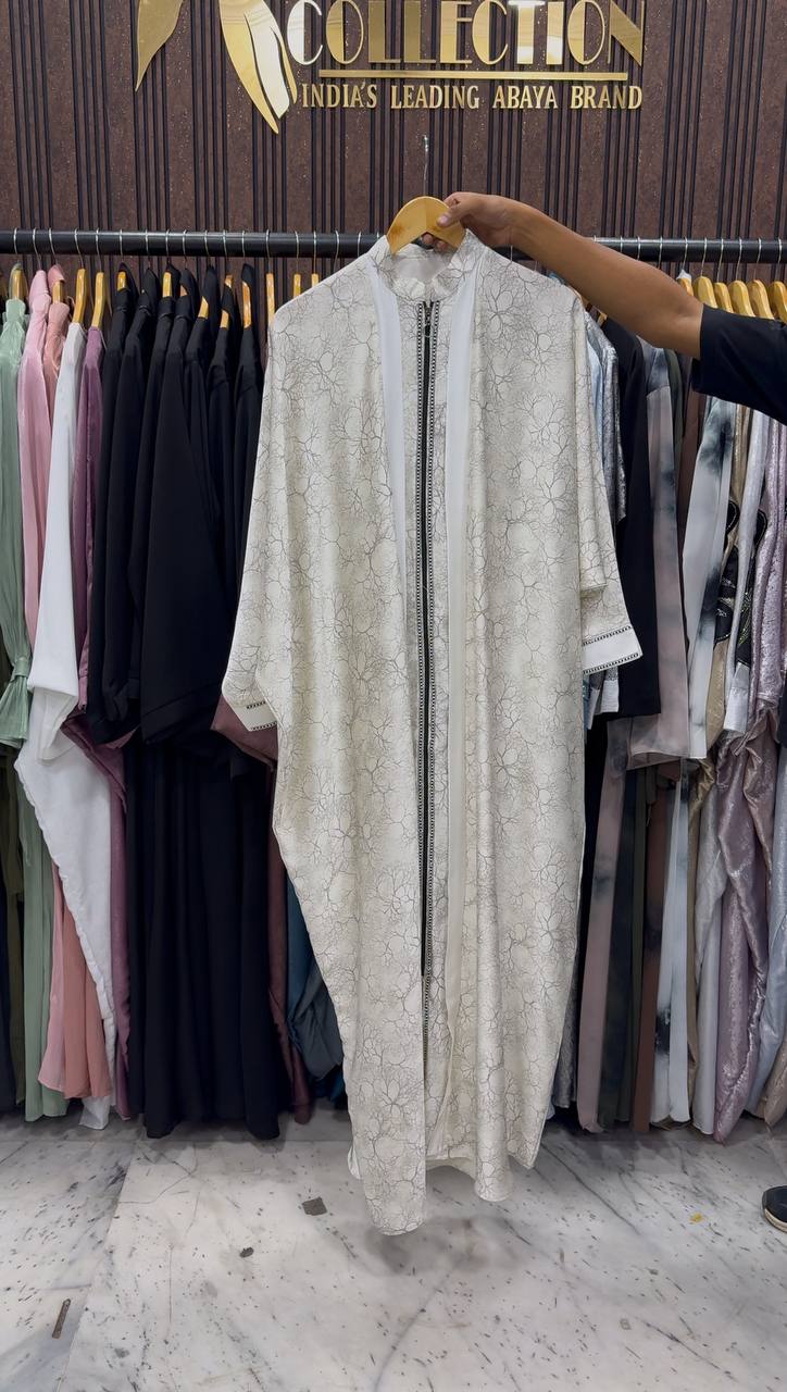 INSHA ZIPPER ABAYA | WHITE