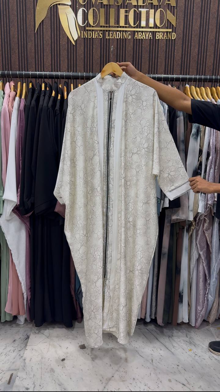 INSHA ZIPPER ABAYA | WHITE