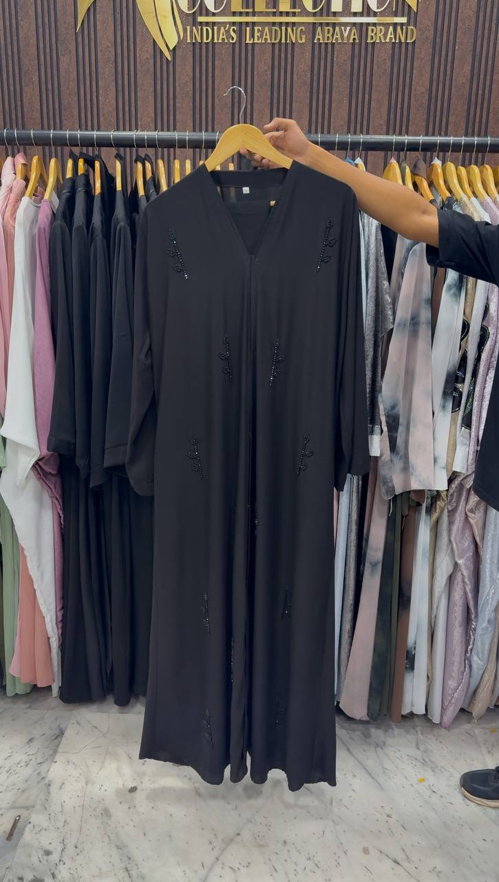 MEHAK FRONT OPEN ABAYA | BLACK