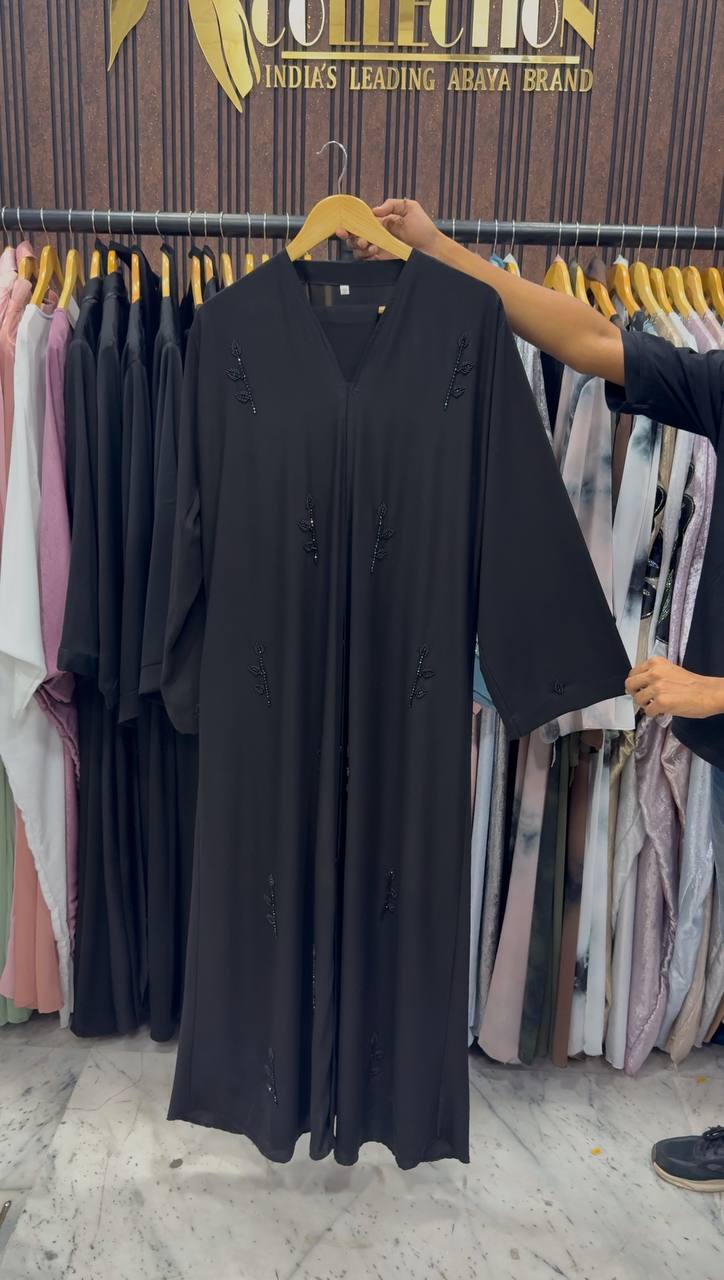 MEHAK FRONT OPEN ABAYA | BLACK