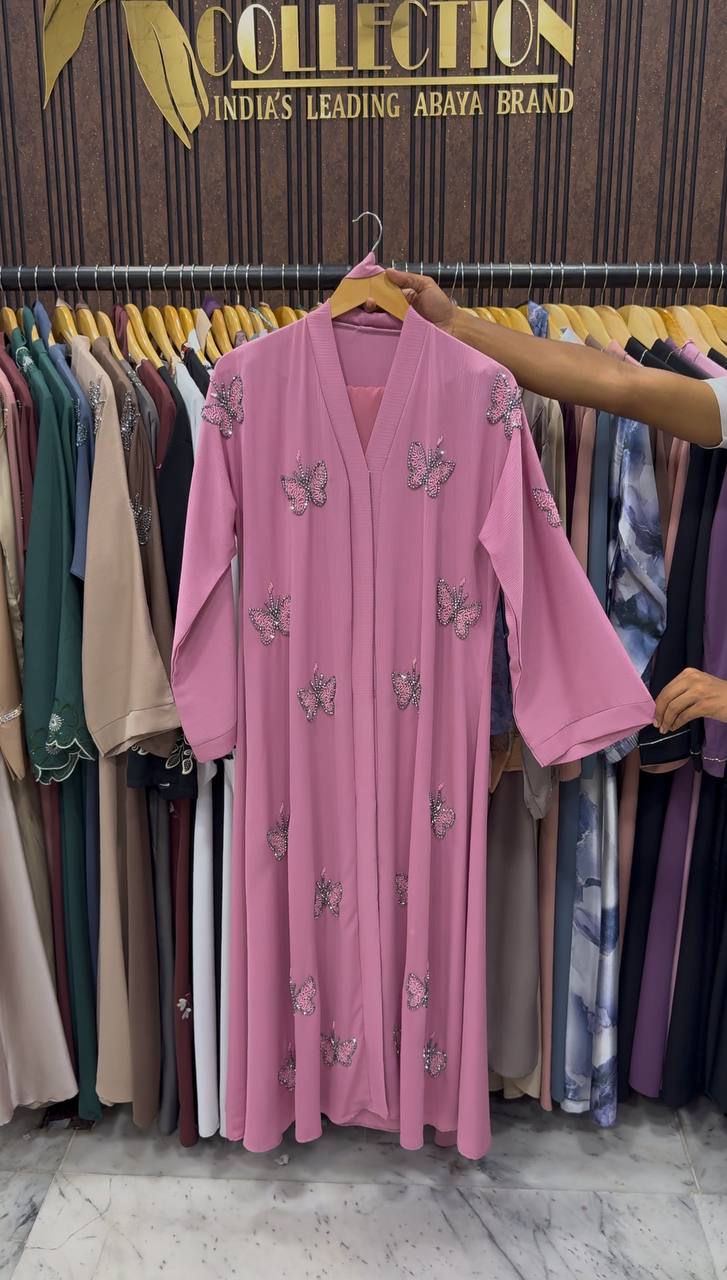 FAIRY FRONT OPEN ABAYA | PINK