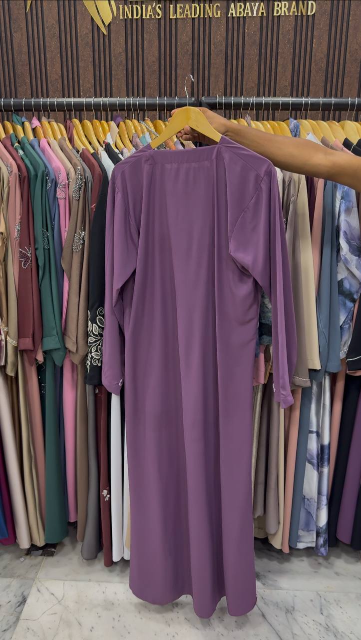 MEHAK FRONT OPEN ABAYA | PURPLE